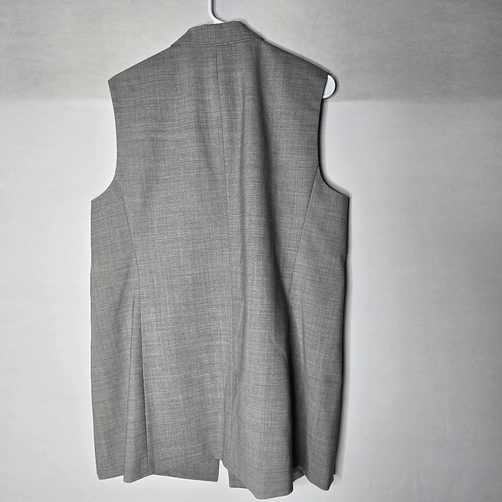 DKNY Grey Womens Sleeveless Lapel Vest Size Large Wool Single Button Closure - Picture 9 of 11
